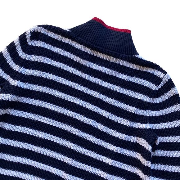 LOFT Nautical Striped 100% Cotton Funnel Neck Sweater Size Small - Picture 4 of 7